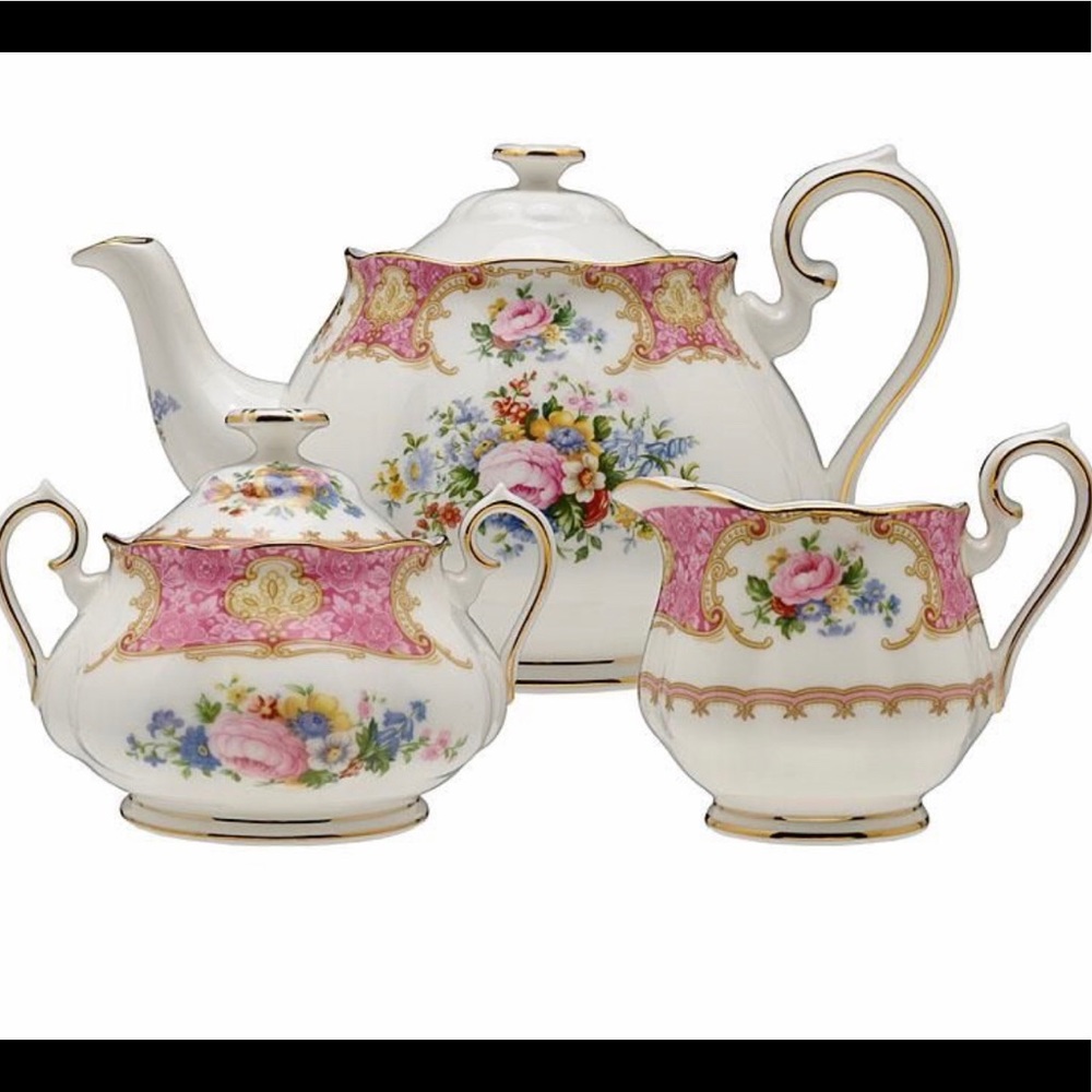 3 Pc Royal Albert Lady Carlyle Teapot, cream&sugar.  Make an offer!